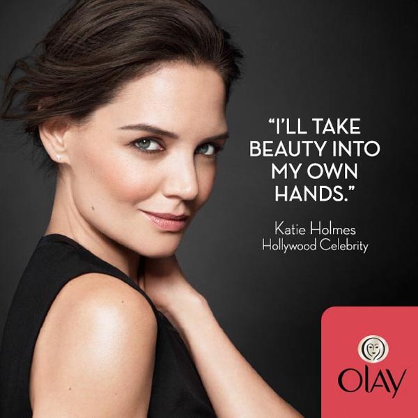 Katie Holmes as an ambassador of Olay.